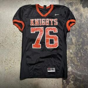 Vintage Y2K Nike Team black and orange knights game worn football jersey